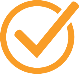 orange circle with checkmark icon