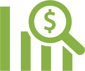 Yellow graph with money symbol icon